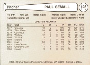 1984 Cramer Hawaii Islanders #125 Paul Semall Back