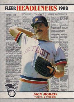 1988 Fleer - Headliners #3 Jack Morris Front