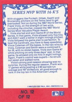 1988 Fleer - World Series #12 Series MVP with 16 K's Back