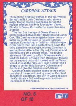 1988 Fleer - World Series #6 Cardinal Attack - Disruptive Speed Back