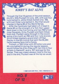1988 Fleer - World Series #8 Kirby's Bat Comes Alive in Game 6 Back