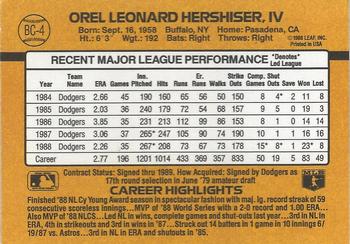 1989 Donruss - Bonus MVP's #BC-4 Orel Hershiser Back