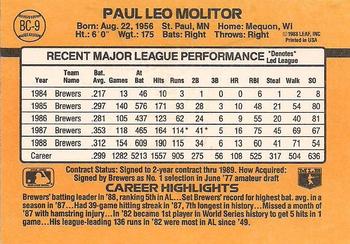 1989 Donruss - Bonus MVP's #BC-9 Paul Molitor Back