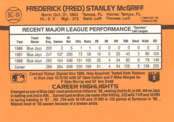 1989 Donruss - Bonus MVP's #BC-19 Fred McGriff Back