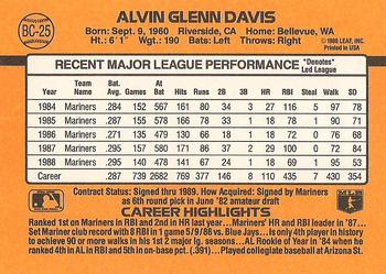 1989 Donruss - Bonus MVP's #BC-25 Alvin Davis Back