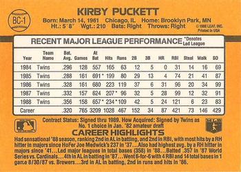 1989 Donruss - Bonus MVP's #BC-1 Kirby Puckett Back