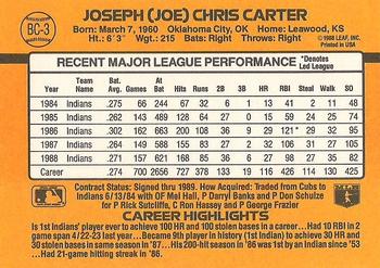 1989 Donruss - Bonus MVP's #BC-3 Joe Carter Back