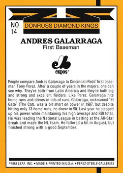 1989 Donruss - Super Diamond Kings #14 Andres Galarraga Back