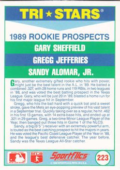 1989 Sportflics #223 Gary Sheffield / Gregg Jefferies / Sandy Alomar, Jr. Back