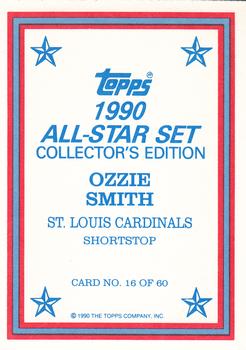 1990 Topps - 1990 All-Star Set Collector's Edition (Glossy Send-Ins) #16 Ozzie Smith Back