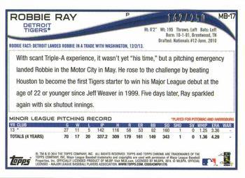 2014 Topps Chrome Update - Gold #MB-17 Robbie Ray Back
