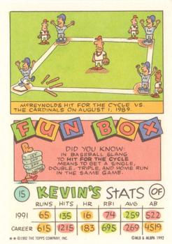 1992 Topps Kids #15 Kevin McReynolds Back