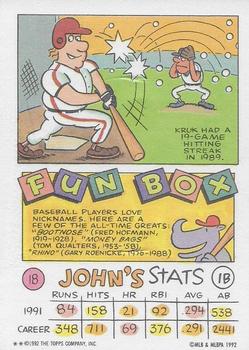 1992 Topps Kids #18 John Kruk Back