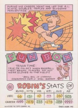 1992 Topps Kids #80 Robin Yount Back