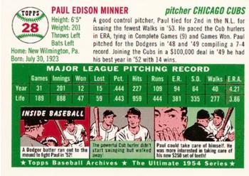 1994 Topps Archives 1954 #28 Paul Minner Back