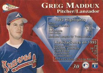 1994 Pacific - Silver Prisms Circular #30 Greg Maddux Back