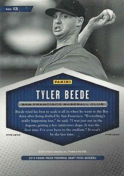 2014 Panini Prizm Perennial Draft Picks - 2014 Draft Class Prizms Red White and Blue #13 Tyler Beede Back