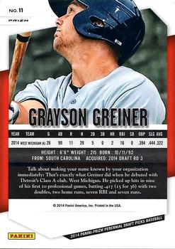 2014 Panini Prizm Perennial Draft Picks - Prizms Red White and Blue Pulsar #11 Grayson Greiner Back