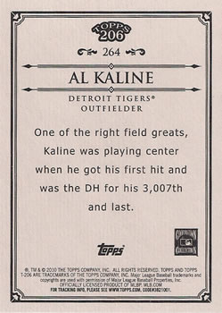 2010 Topps 206 #264 Al Kaline Back