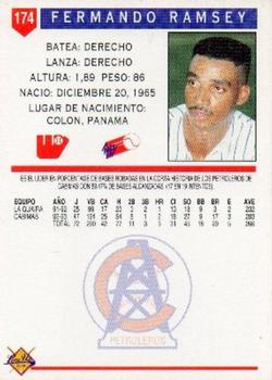 1993-94 Line Up Venezuelan Winter League #174 Fernando Ramsey Back