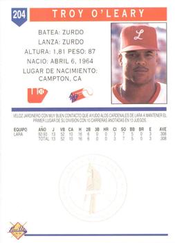 1993-94 Line Up Venezuelan Winter League #204 Troy O'Leary Back