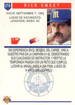 1993-94 Line Up Venezuelan Winter League #215 Rick Sweet Back