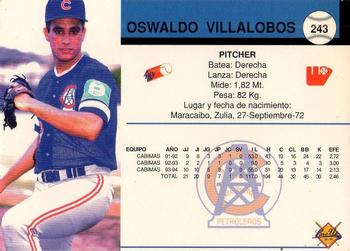 1994-95 Line Up Venezuelan Winter League #243 Oswaldo Villalobos Back