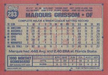 1991 Topps - Desert Shield #283 Marquis Grissom Back