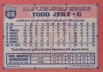 1991 Topps - Desert Shield #616 Todd Zeile Back