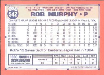 1991 Topps - Collector's Edition (Tiffany) #542 Rob Murphy Back