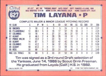 1991 Topps - Collector's Edition (Tiffany) #627 Tim Layana Back