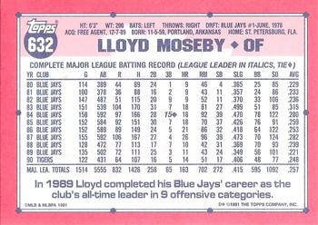 1991 Topps - Collector's Edition (Tiffany) #632 Lloyd Moseby Back