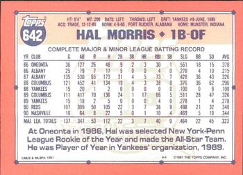 1991 Topps - Collector's Edition (Tiffany) #642 Hal Morris Back