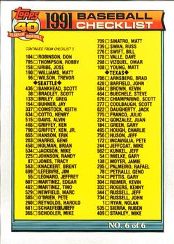 1991 Topps - Collector's Edition (Tiffany) #787 Checklist 6 of 6 Front