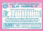 1991 Topps Micro #183 Clay Parker Back