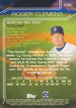 2015 Stadium Club #239 Roger Clemens Back