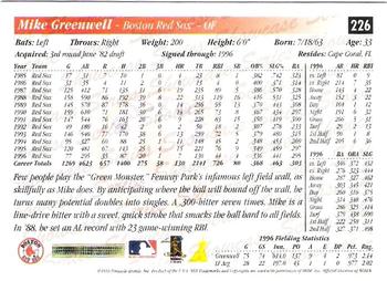 1997 Score - Showcase Series #226 Mike Greenwell Back