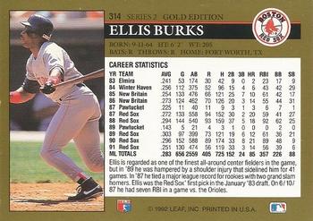 1992 Leaf - Black Gold #314 Ellis Burks Back