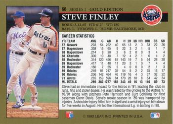 1992 Leaf - Black Gold #66 Steve Finley Back