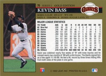 1992 Leaf - Black Gold #76 Kevin Bass Back