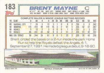 1992 Topps - Gold #183 Brent Mayne Back