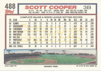 1992 Topps - Gold #488 Scott Cooper Back