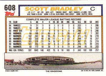 1992 Topps - Gold #608 Scott Bradley Back
