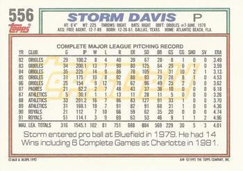 1992 Topps - Gold #556 Storm Davis Back