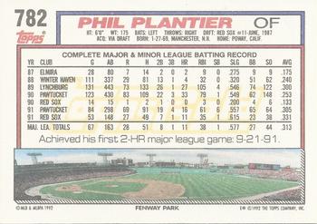1992 Topps - Gold #782 Phil Plantier Back