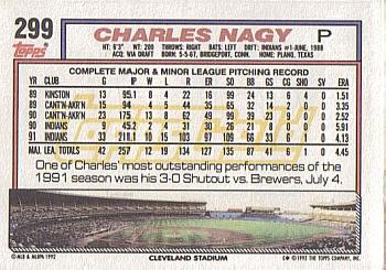 1992 Topps - Gold Winners #299 Charles Nagy Back