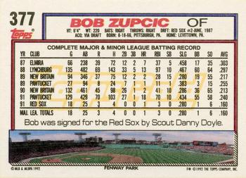 1992 Topps - Gold Winners #377 Bob Zupcic Back