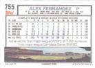 1992 Topps Micro #755 Alex Fernandez Back