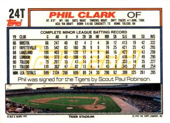 1992 Topps Traded - Gold #24T Phil Clark Back