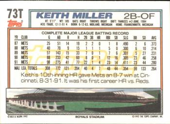 1992 Topps Traded - Gold #73T Keith Miller Back